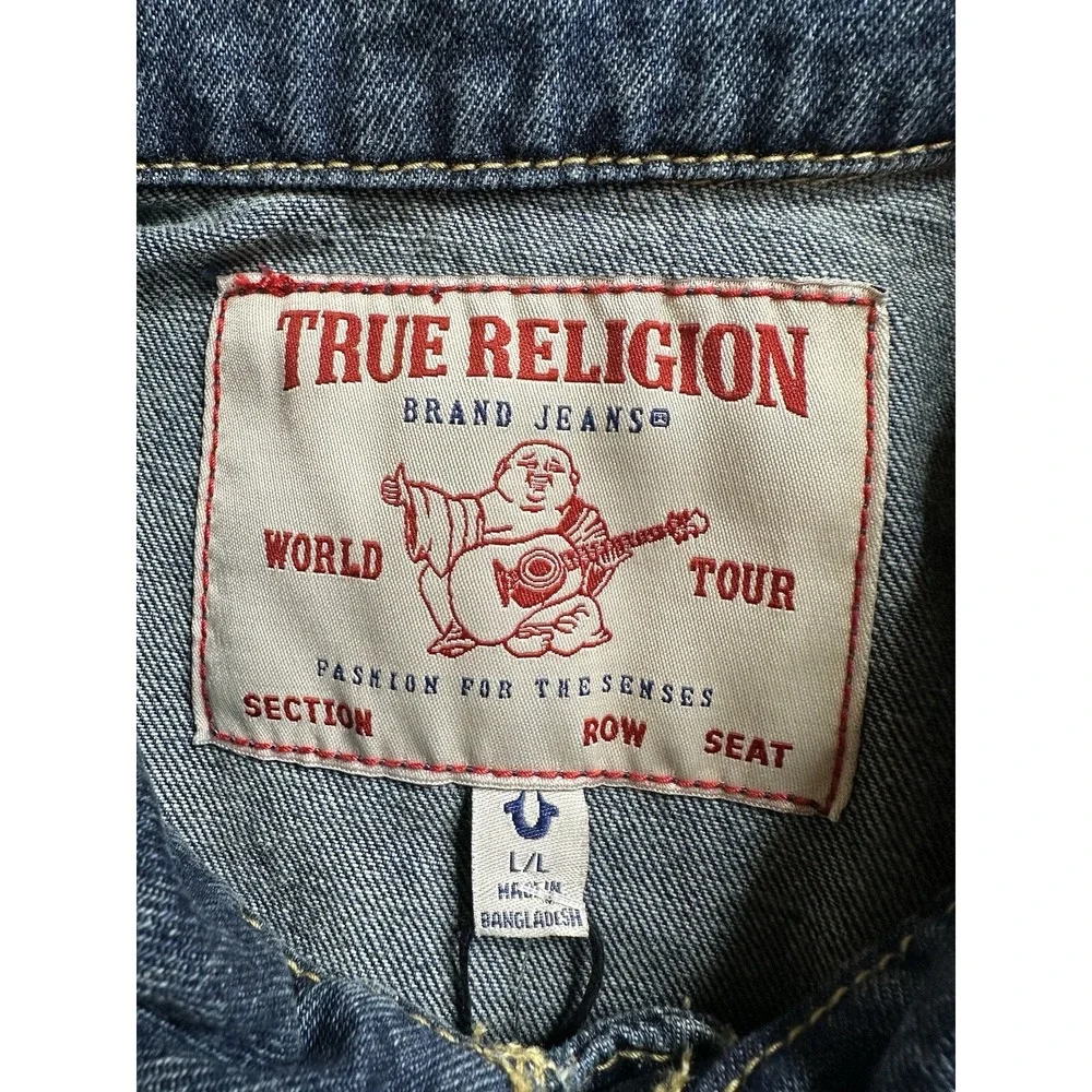 True Religion Men Classic Denim Trucker Jacket Sz L Chief Keef Sematary